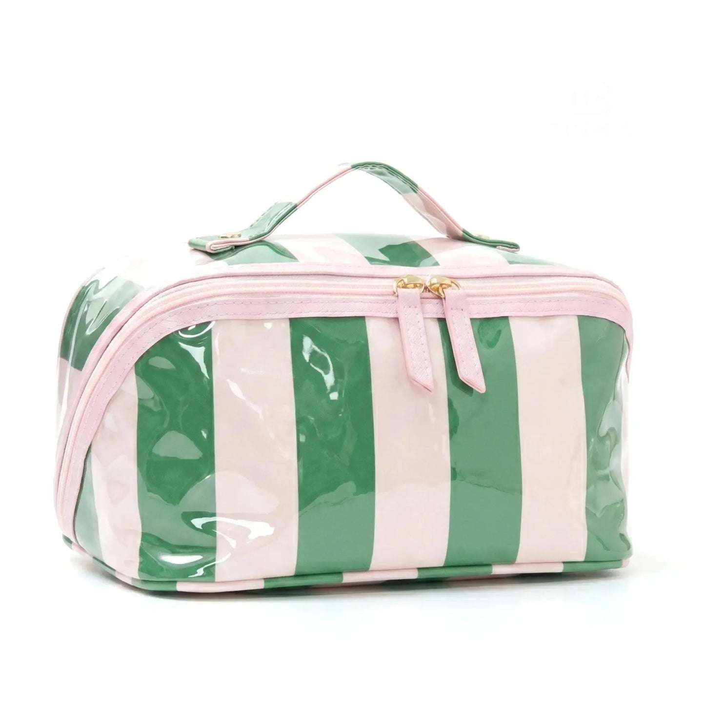 Preppy Striped PVC Travel Cosmetic Bag – Large Capacity, Waterproof Makeup Organizer
