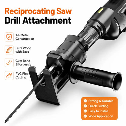 Reciprocating Saw Attachment for Drill – 3 Blades for Wood, Metal & PVC
