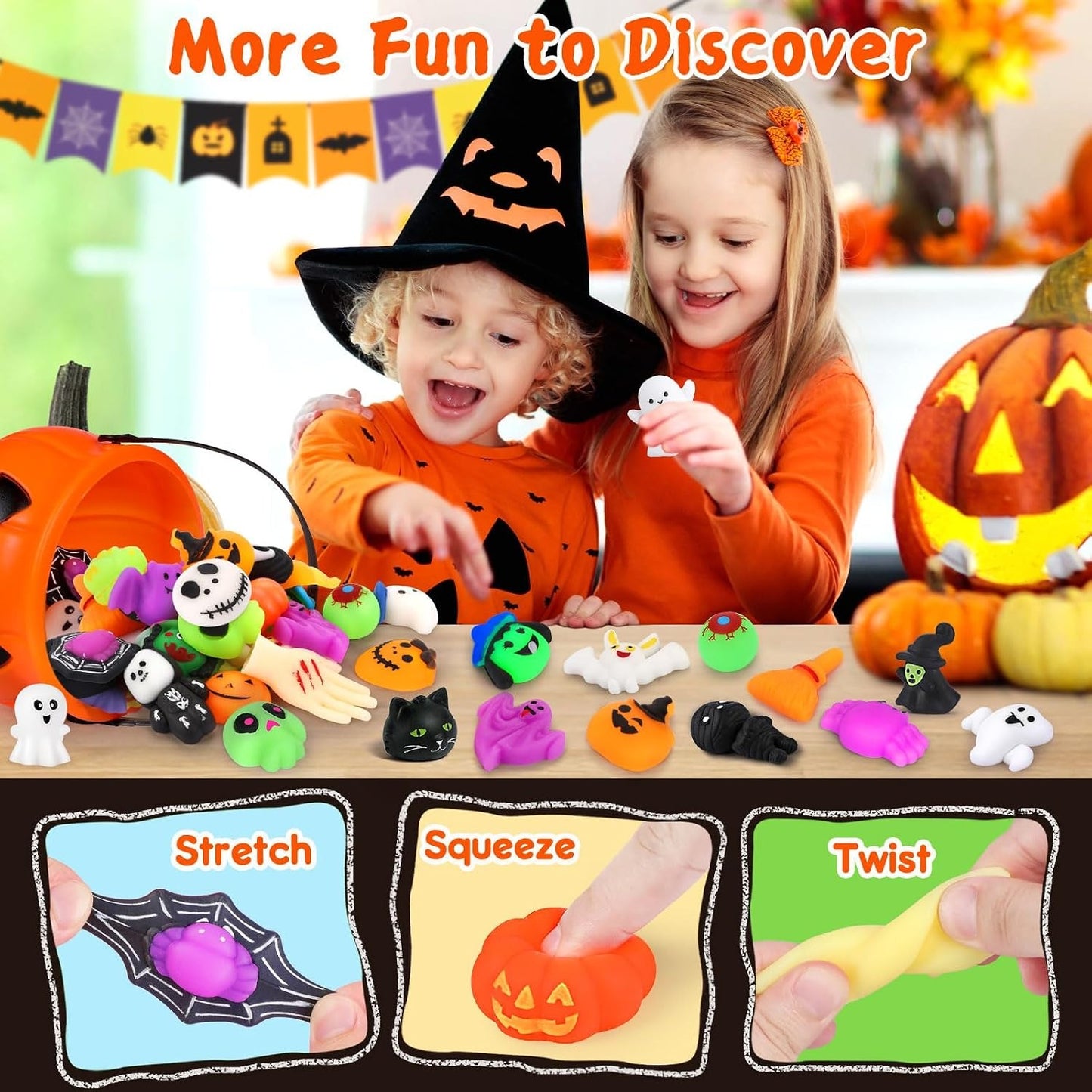 Halloween Mochi Squishy Toys – 24/30 Pack, Soft Squeeze Party Favors for Kids