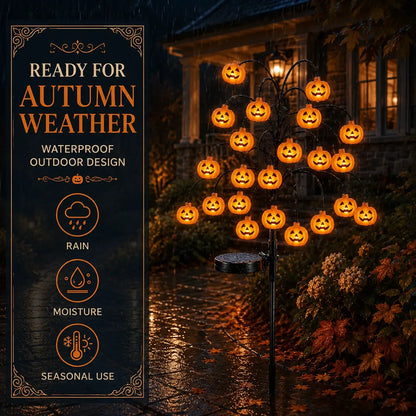 20-LED Halloween Solar Stake Lights – 4 Spooky Styles, 8 Modes, Auto On/Off