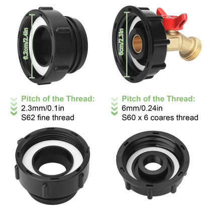 2.44" IBC Tote Tank Adapter Garden Hose Connector