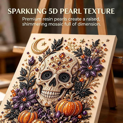 Halloween Pearl Art DIY Kit – 6 Spooky Designs, Shimmering Fall Craft for All Ages