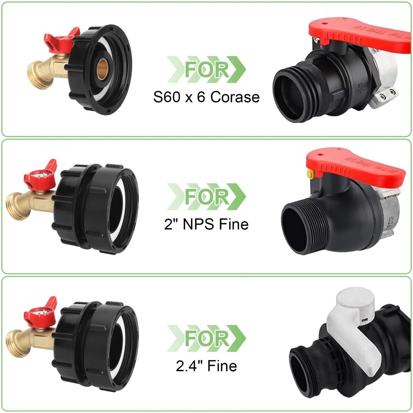 2.44" IBC Tote Tank Adapter Garden Hose Connector