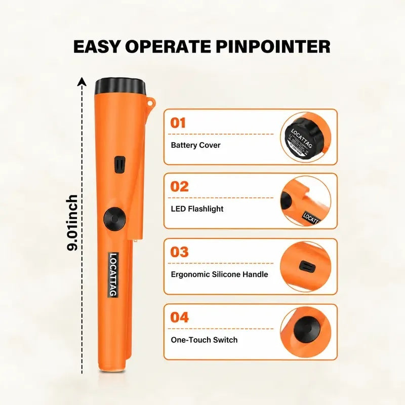 Handheld Metal Detector Pinpointer – 360° Precision Treasure Finder