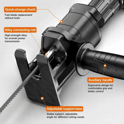Reciprocating Saw Attachment for Drill – 3 Blades for Wood, Metal & PVC