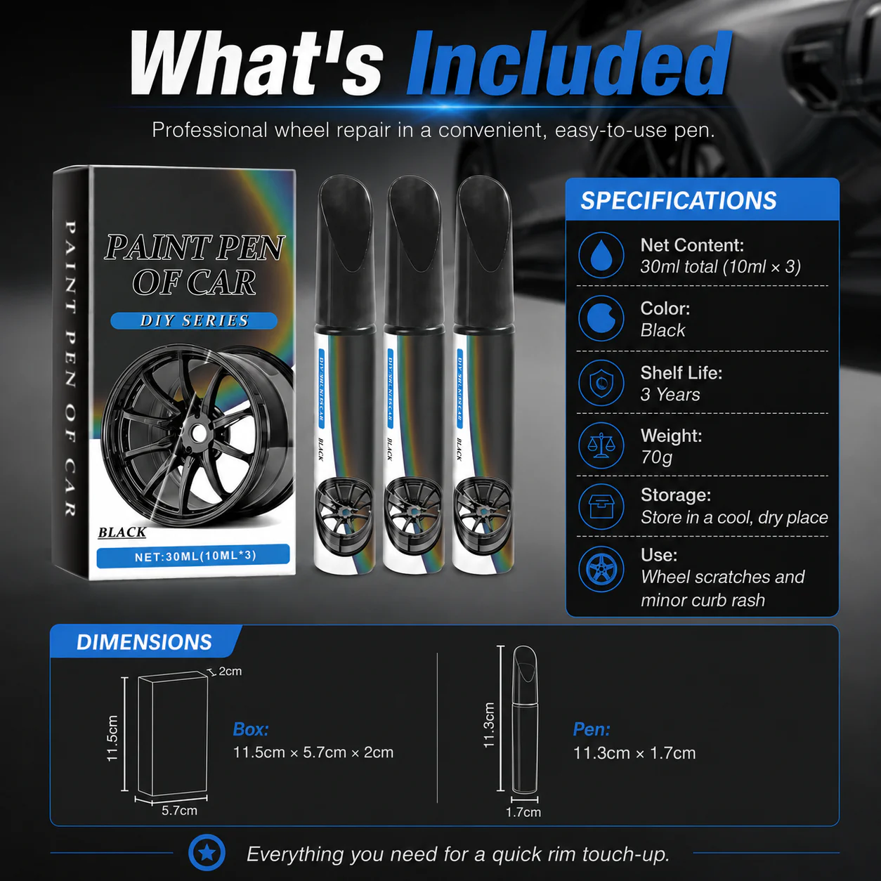 Wheel Scratch Eraser Pen – Instant Rim Repair, Perfect Color Match