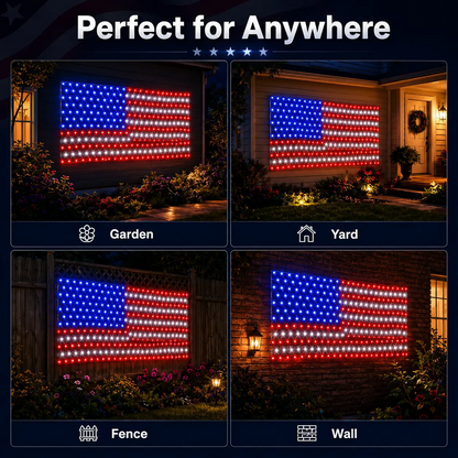 Solar American Flag Net Lights – 6.5ft Super Bright Waterproof Patriotic Decor