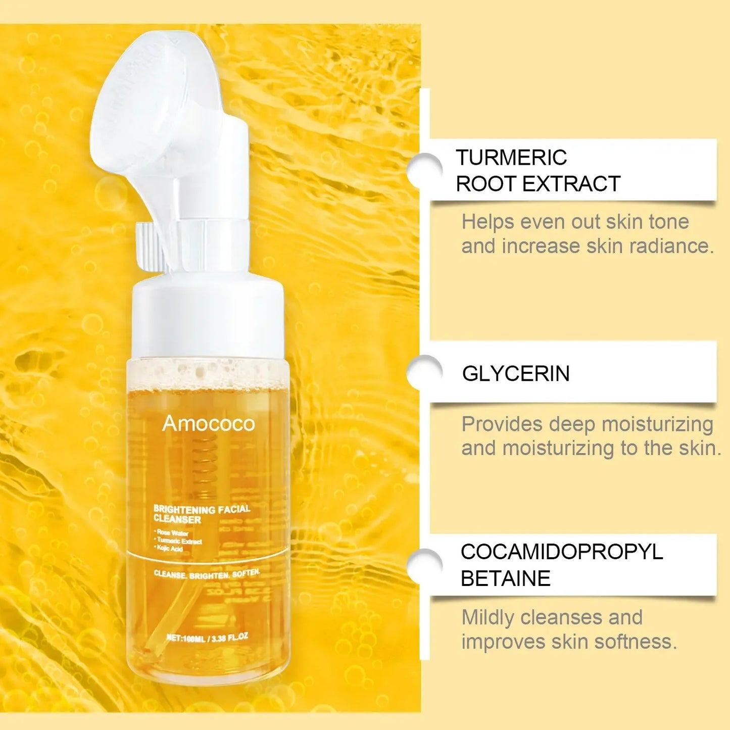 Brightening Facial Cleanser with Rose Water, Turmeric & Kojic Acid – 100ml