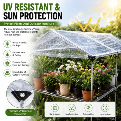 Heavy Duty Clear Waterproof PE Tarp – Transparent Outdoor Cover with Metal Grommets