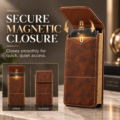 Men's Waist Phone Pouch with Card Slot & Metal Belt Clip – Large Smartphone Holster