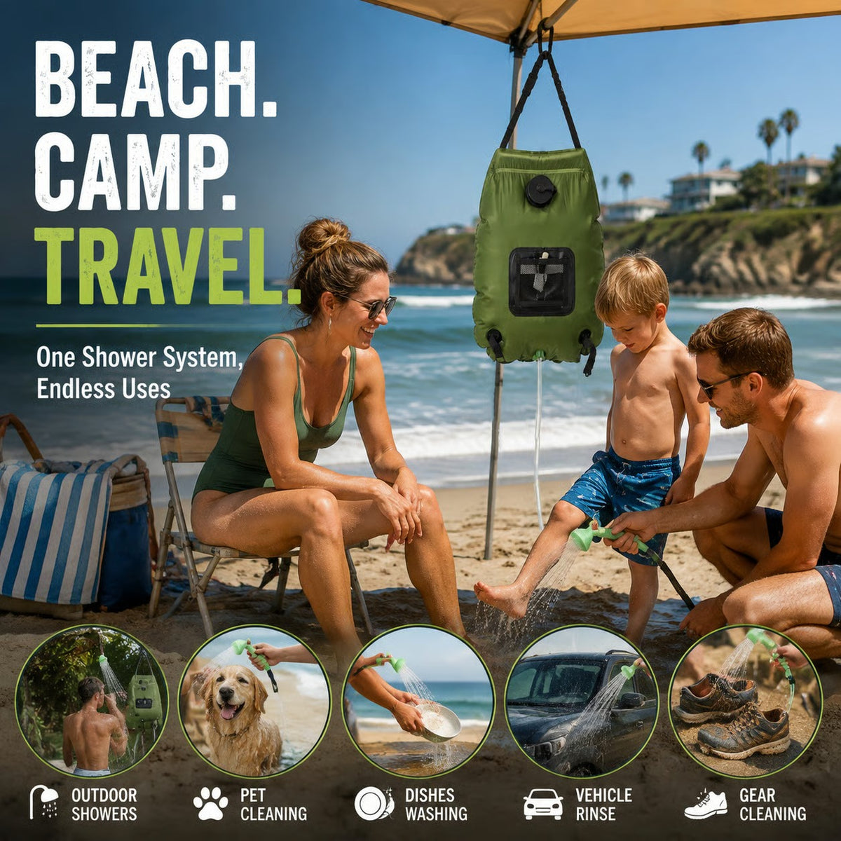 Solar Camping Shower Bag – 5 Gal/20L Portable Outdoor Shower