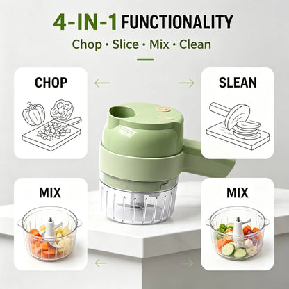 4-in-1 Electric Vegetable Chopper – Wireless Mini Food Processor & Garlic Press