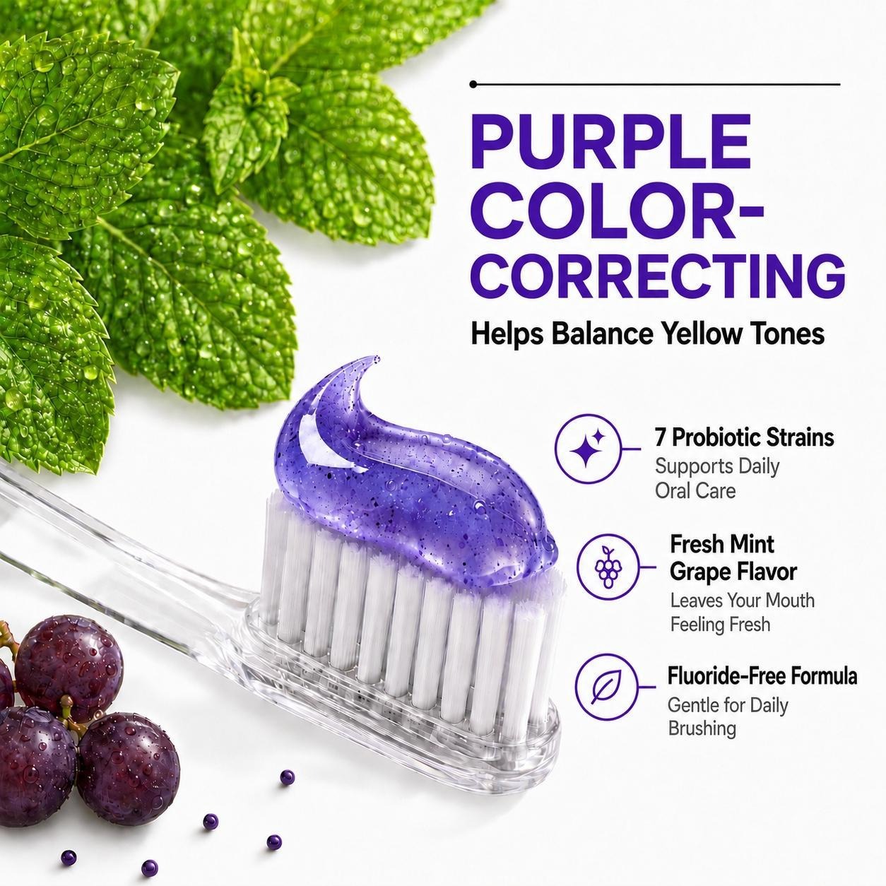 7-Pro Probiotic Purple Toothpaste for Fresh Breath & Brightening