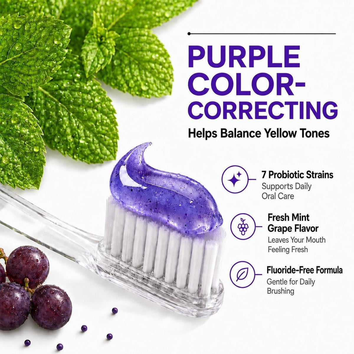 7-Pro Probiotic Purple Toothpaste for Fresh Breath & Brightening