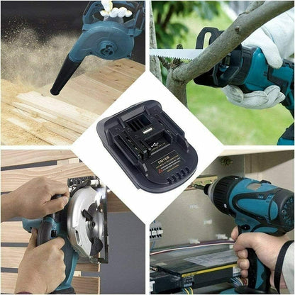 DM18M Makita Adapter – Milwaukee/DeWalt Battery Compatible, USB
