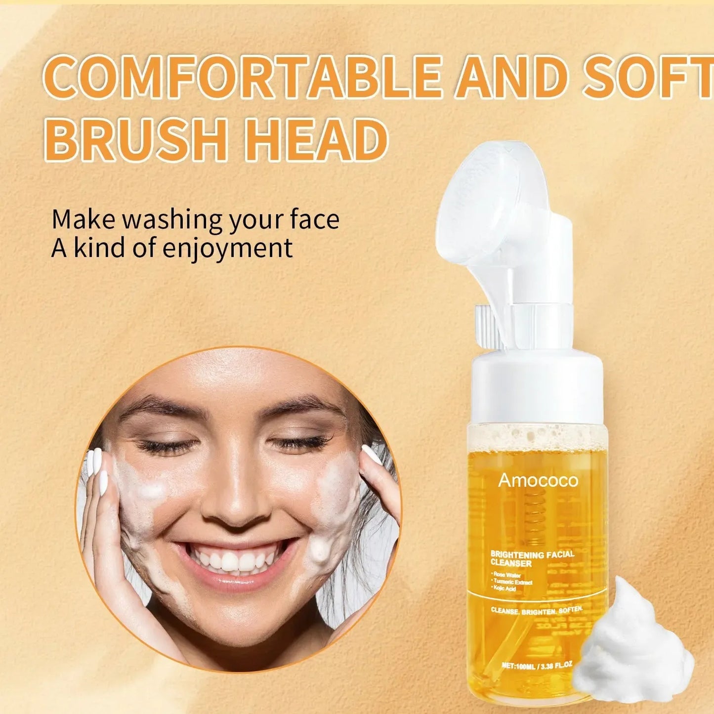 Brightening Facial Cleanser with Rose Water, Turmeric & Kojic Acid – 100ml