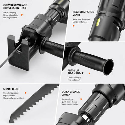 Reciprocating Saw Attachment for Drill – 3 Blades for Wood, Metal & PVC