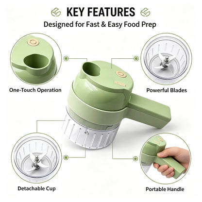 4-in-1 Electric Vegetable Chopper – Wireless Mini Food Processor & Garlic Press