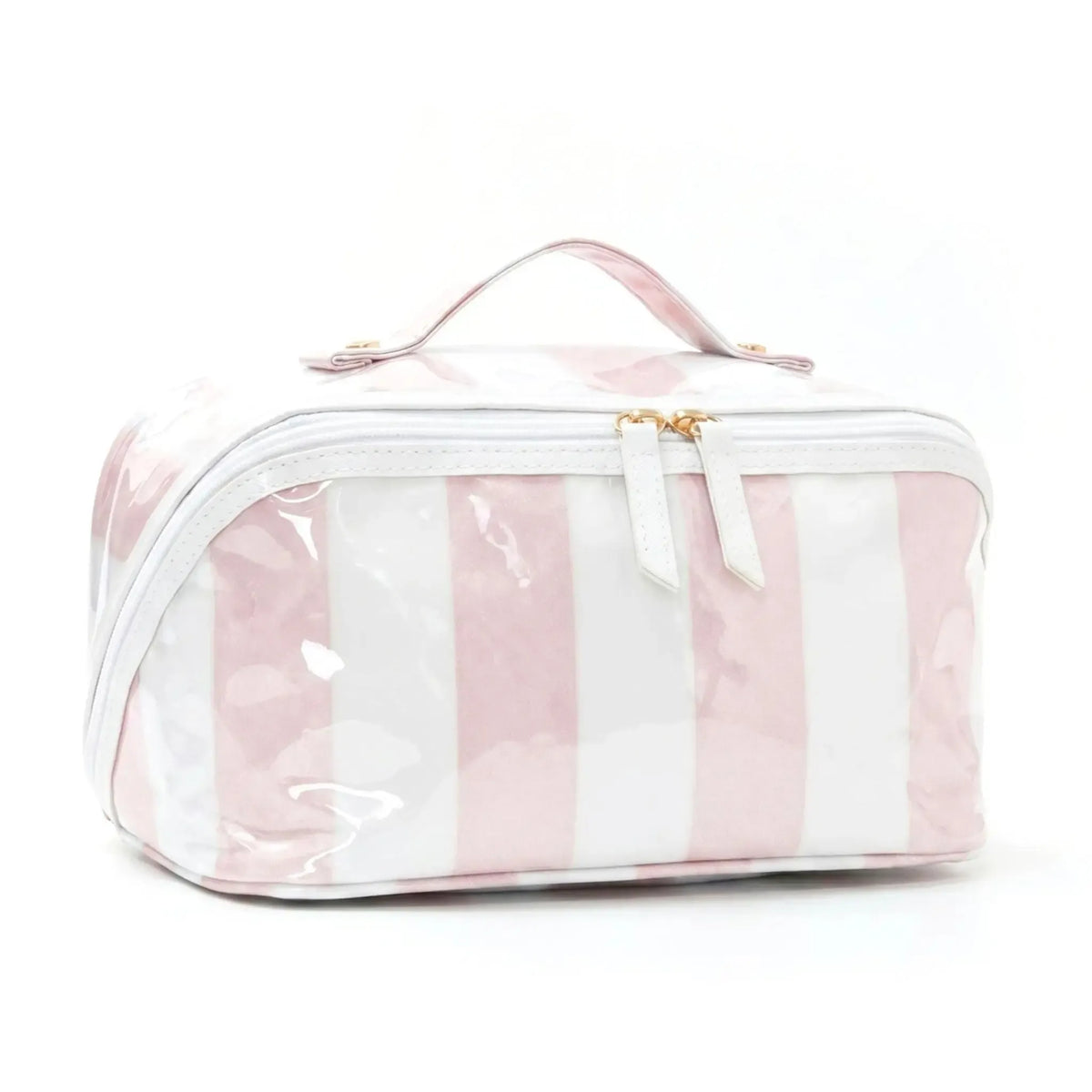 Preppy Striped PVC Travel Cosmetic Bag – Large Capacity, Waterproof Makeup Organizer