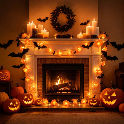 Halloween Marigold LED Garland Lights – 20/40 LEDs, Remote & Steady-On Options
