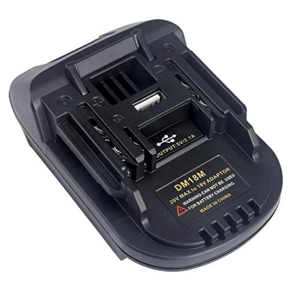 DM18M Makita Adapter – Milwaukee/DeWalt Battery Compatible, USB