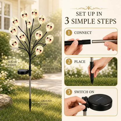20-LED Halloween Solar Stake Lights – 4 Spooky Styles, 8 Modes, Auto On/Off