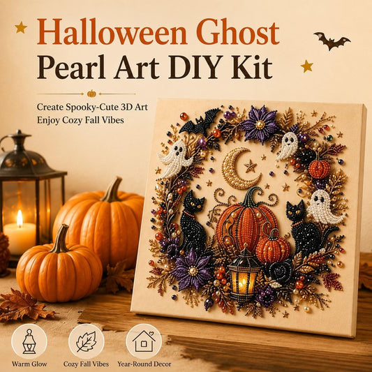 Halloween Pearl Art DIY Kit – 6 Spooky Designs, Shimmering Fall Craft for All Ages