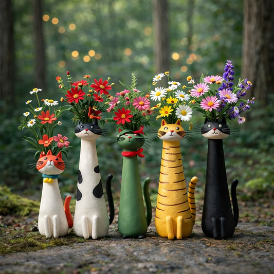 Handmade Quirky Cat Vase for Cute Home Decor