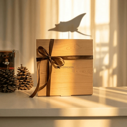 Wooden Manta Ray Sculpture with Moving Wings