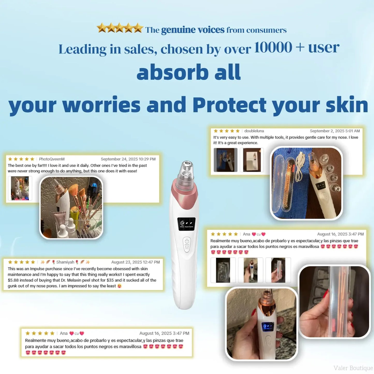 USB Rechargeable Blackhead Remover Pore Vacuum with 4 Suction Heads