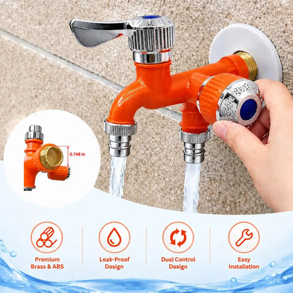 Dual Outlet Washing Machine Faucet, 1/2-Inch Universal Connector
