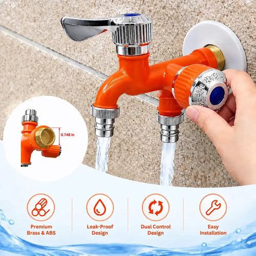Dual Outlet Washing Machine Faucet, 1/2-Inch Universal Connector