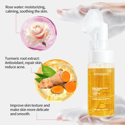 Brightening Facial Cleanser with Rose Water, Turmeric & Kojic Acid – 100ml