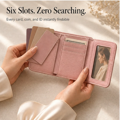 Women's Slim Tri-Fold RFID Wallet – Zip Pocket, Keychain