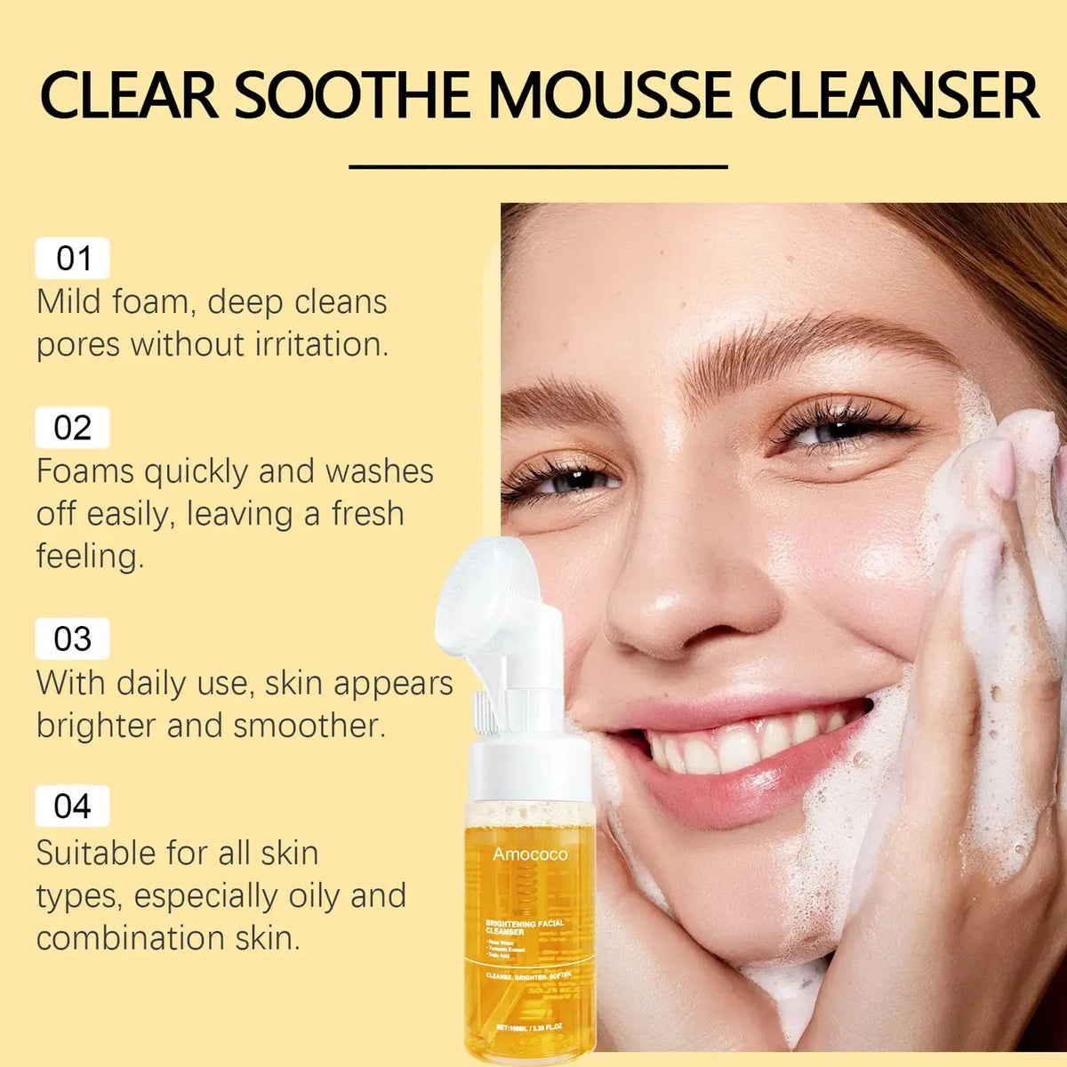 Brightening Facial Cleanser with Rose Water, Turmeric & Kojic Acid – 100ml