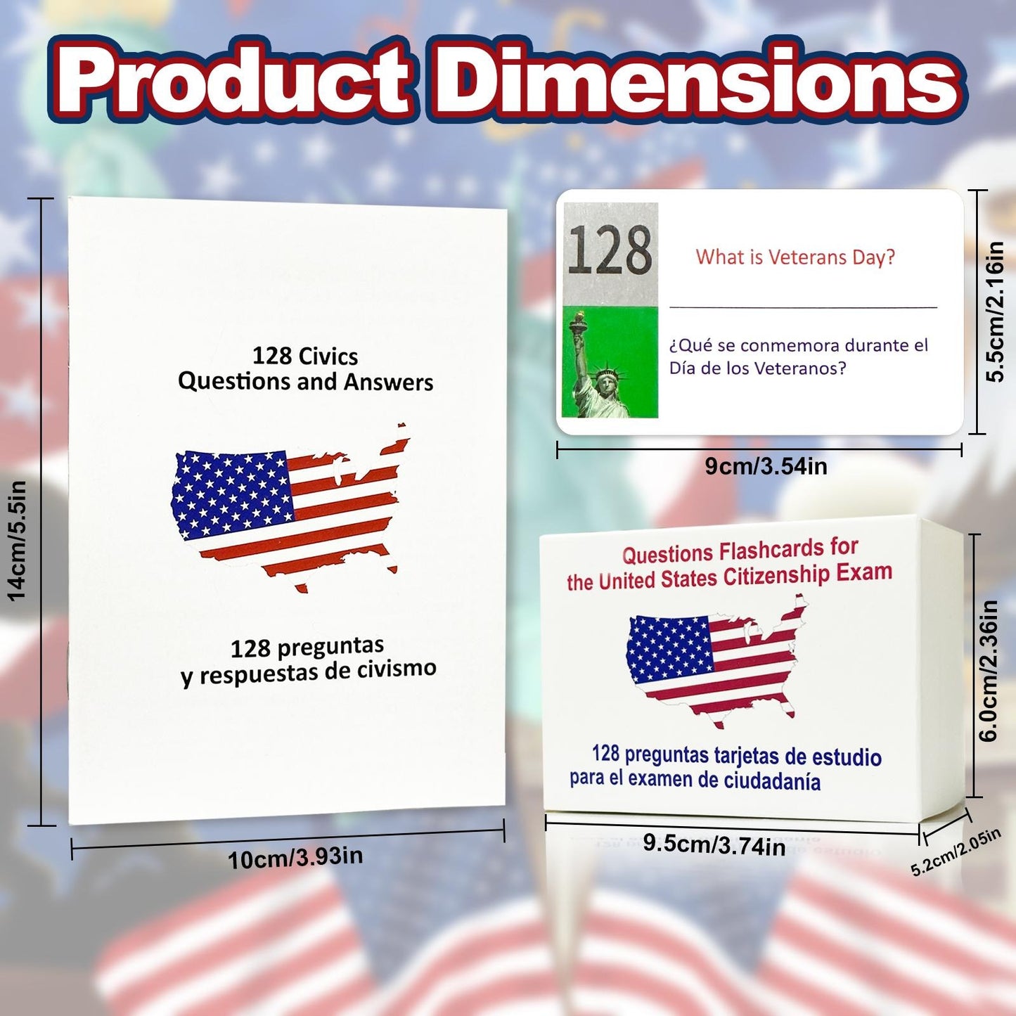 2026 US Citizenship Flash Cards – 128 Official Questions & Answers (English & Spanish)