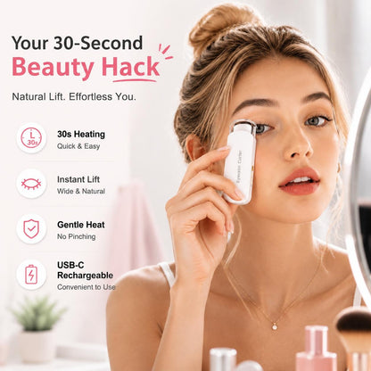 USB Rechargeable Heated Eyelash Curler – 3 Temps, Long-Lasting Natural Curl