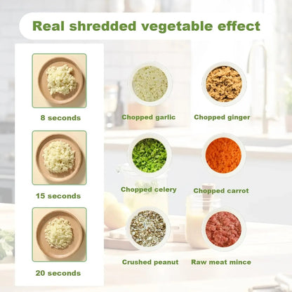 4-in-1 Electric Vegetable Chopper – Wireless Mini Food Processor & Garlic Press