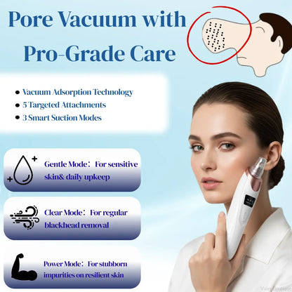 USB Rechargeable Blackhead Remover Pore Vacuum with 4 Suction Heads