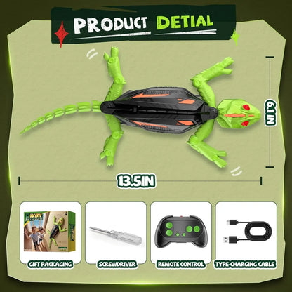 Gecko Wall Racer – Remote Control Climbing Gecko with Glowing LED Eyes