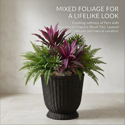 UV-Resistant Artificial Boston Fern & Cordyline Plant – Realistic Outdoor Decor