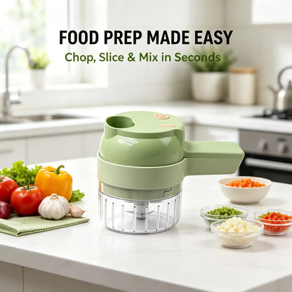4-in-1 Electric Vegetable Chopper – Wireless Mini Food Processor & Garlic Press