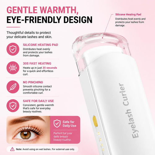 USB Rechargeable Heated Eyelash Curler – 3 Temps, Long-Lasting Natural Curl