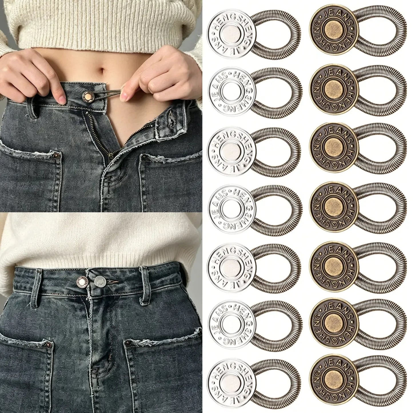20 Pcs Metal Button Extenders – Instant Waist Expansion for Jeans & Pants