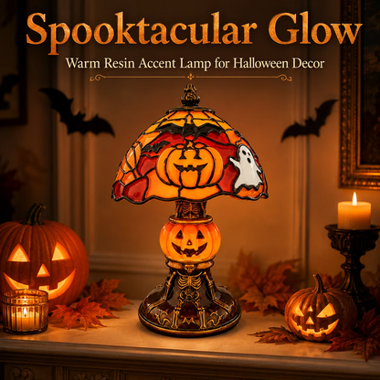 Halloween Pumpkin Lamp – Hand-Painted Design, Warm Glow & USB Powered