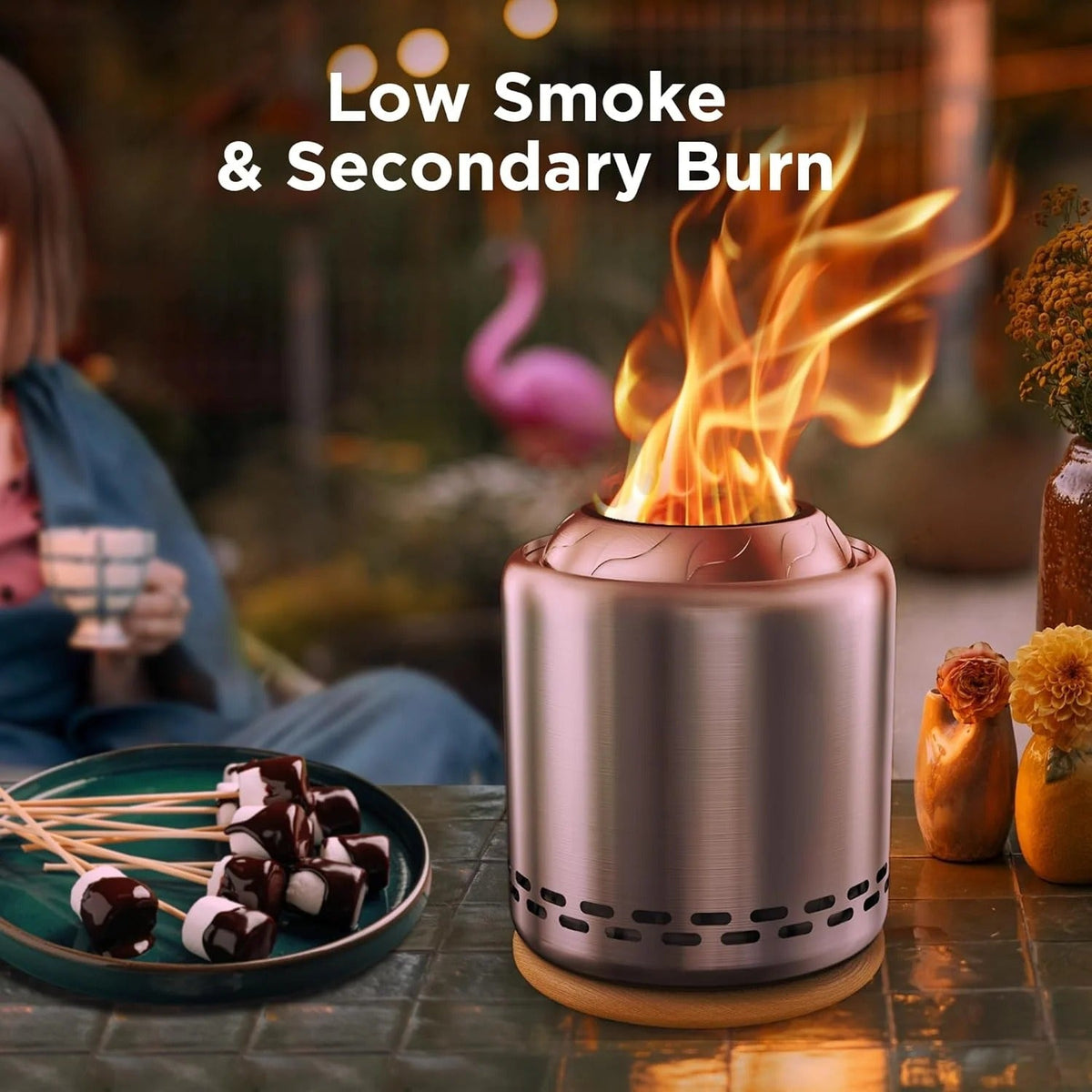 Stove Tabletop Fire Pit with Stand – 5.9” x 7.8” Smokeless Stainless Steel Portable Fire Pit 🔥