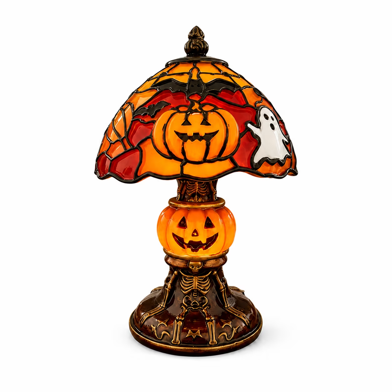 Halloween Pumpkin Lamp – Hand-Painted Design, Warm Glow & USB Powered