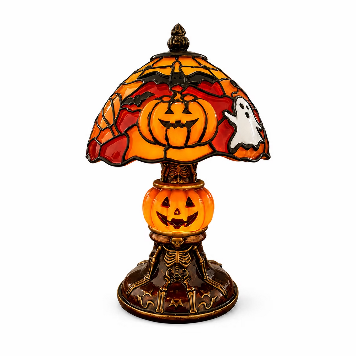 Halloween Pumpkin Lamp – Hand-Painted Design, Warm Glow & USB Powered