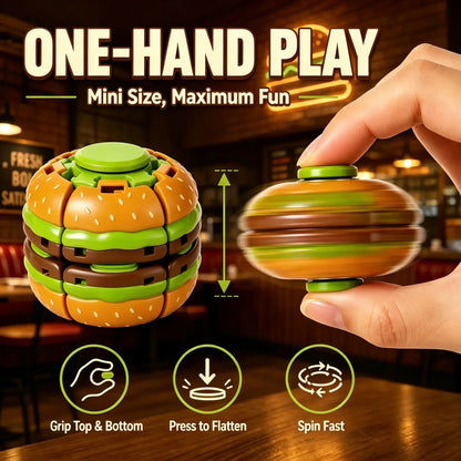 Press-to-Spin Transforming Fidget Ball – 3D Printed Sensory Gyro Toy, 3 Food Designs