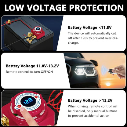 12V 240A Remote Battery Disconnect Switch with LED Voltage Display